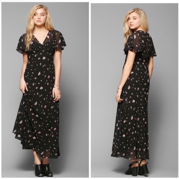 Betsey Johnson Black and Pink Floral Maxi Dress - Picture 2 of 6